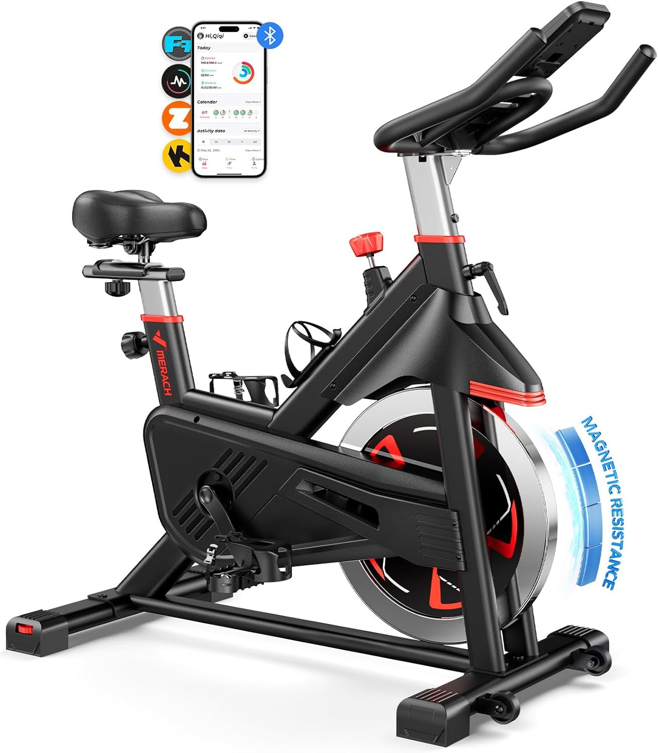 Exercise Bike for Home Gym, Low Noise Stationary Bike with Brake Pad, Indoor Wor