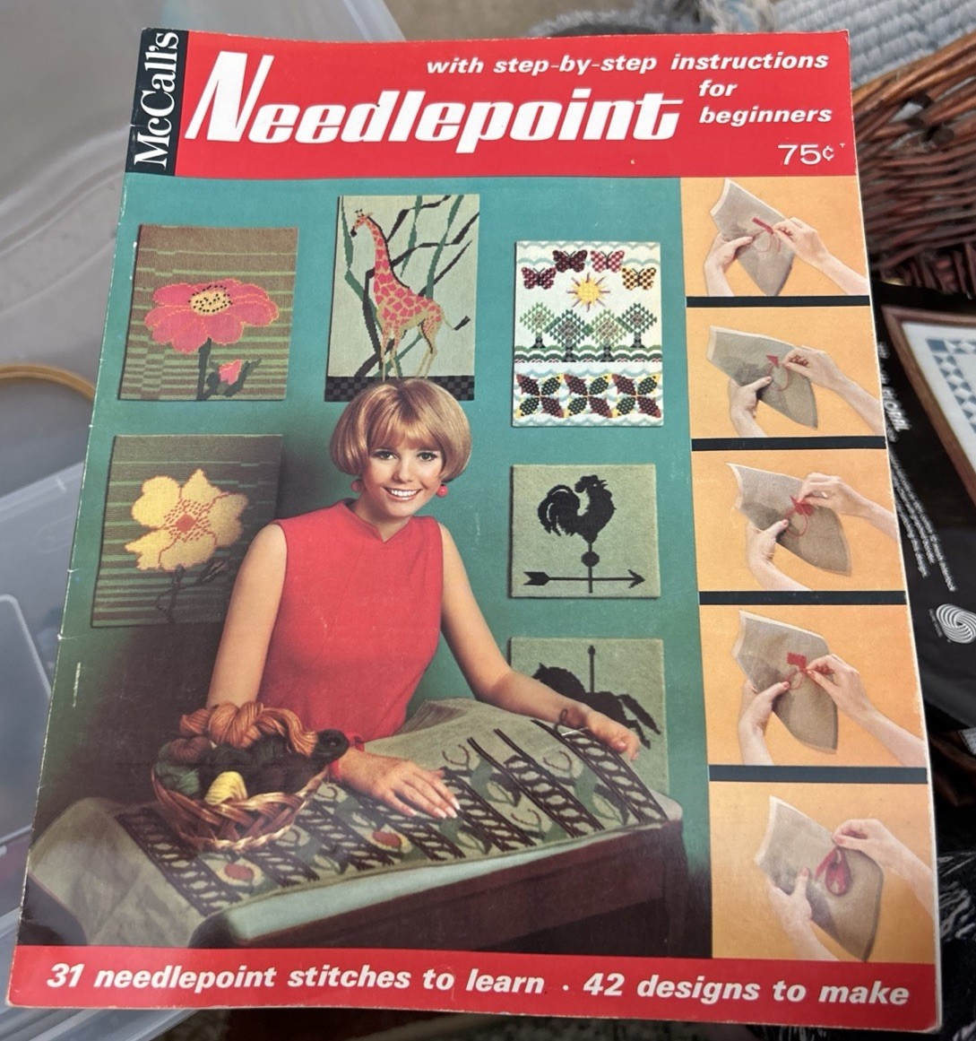McCalls Needlepoint Beginners Step by Step Magazine Vintage 1967 Retro MCM Style