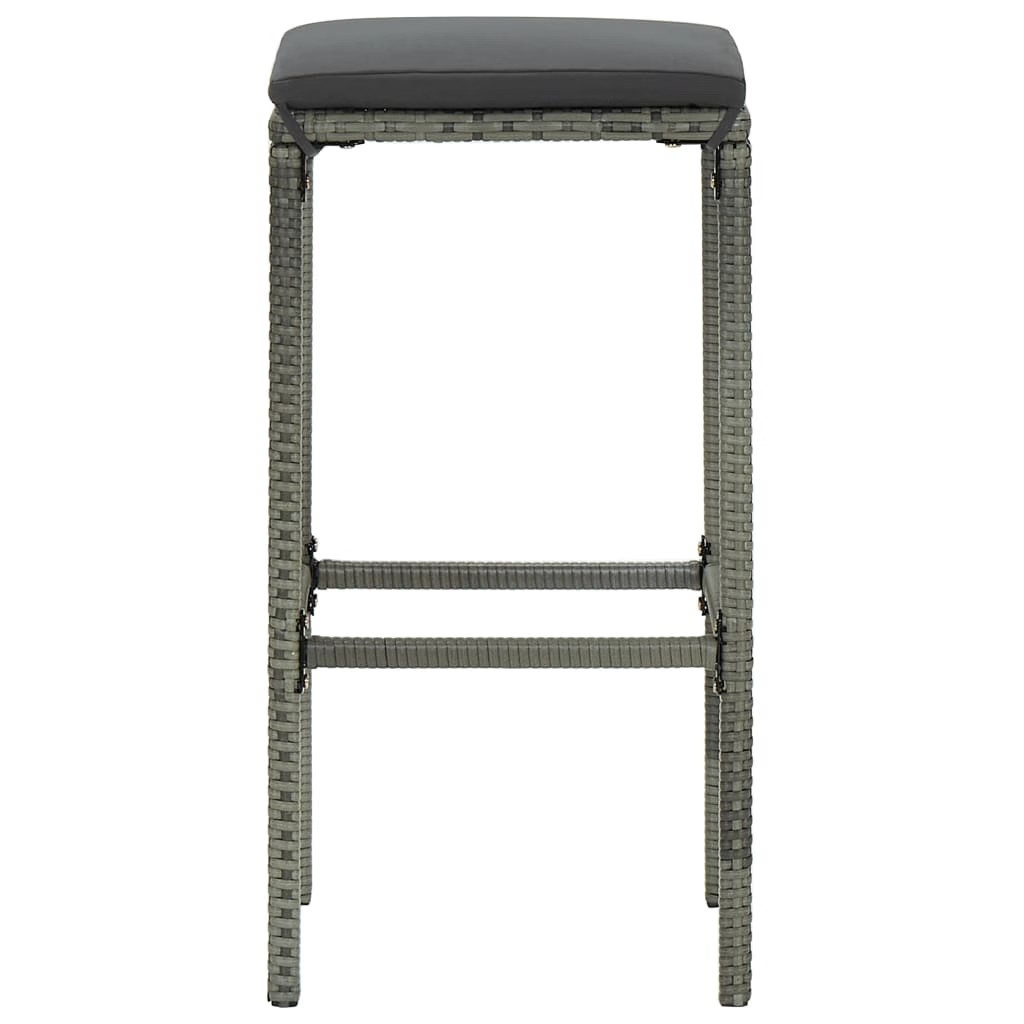 Bar Stools with Cushions 2 pcs Gray Poly Rattan