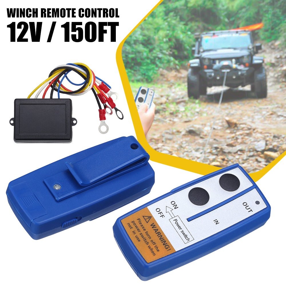 Wireless Winch Remote Control Kit 12V Receiver 150ft Twin Switch Handset Easy US