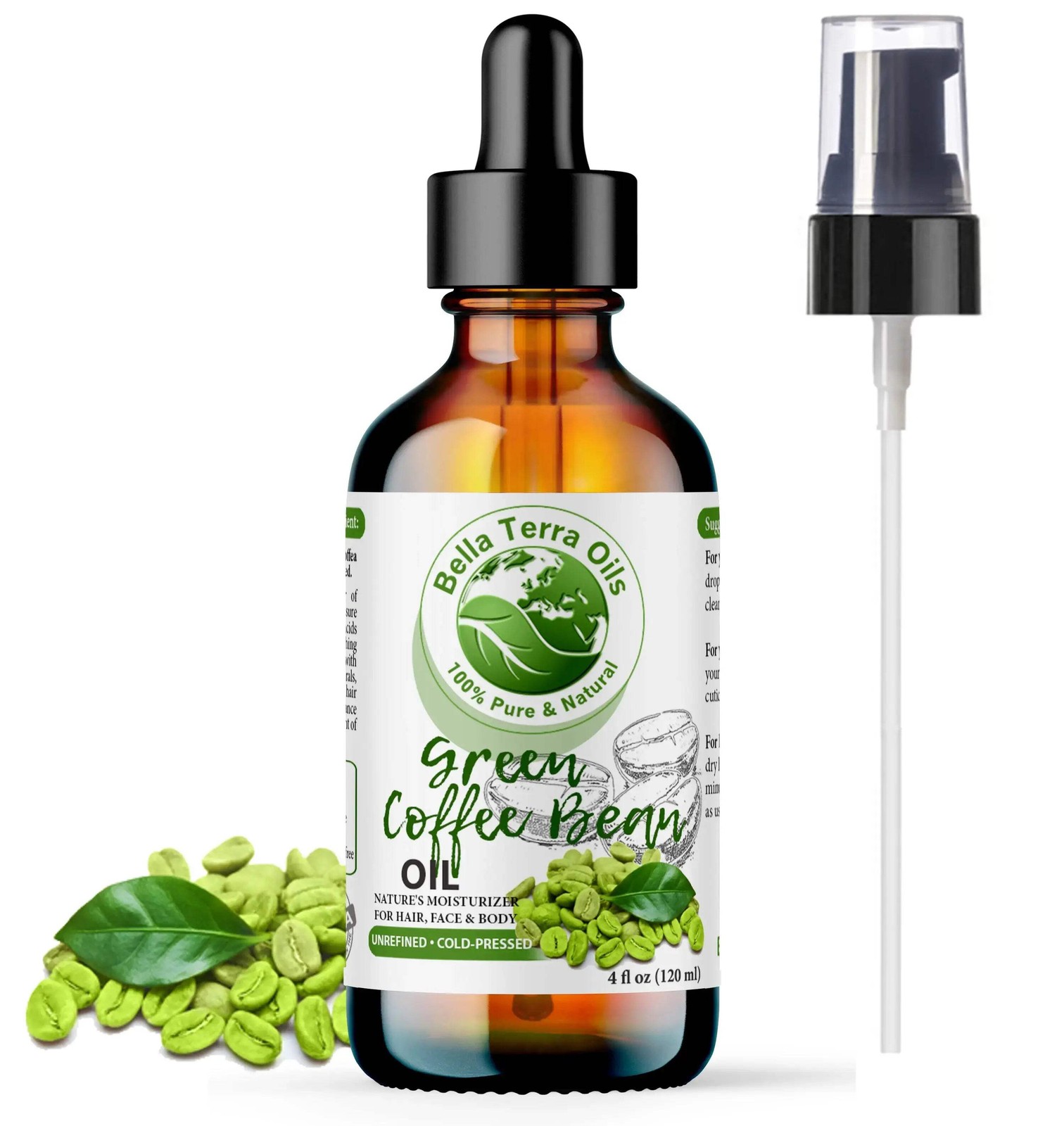 Organic Cold-Pressed Green Coffee Bean Oil 100% Pure Anti-Aging Skin Hair