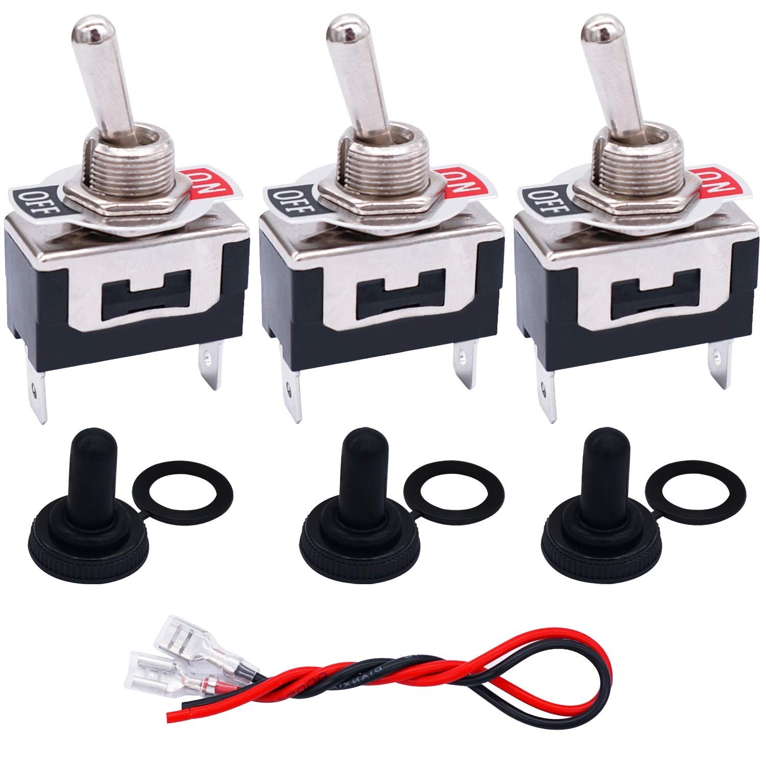 TWTADE 3 Pcs Toggle Rocker Switches SPST ON/Off 2 Pin 2 Position 16A 250VAC S...
