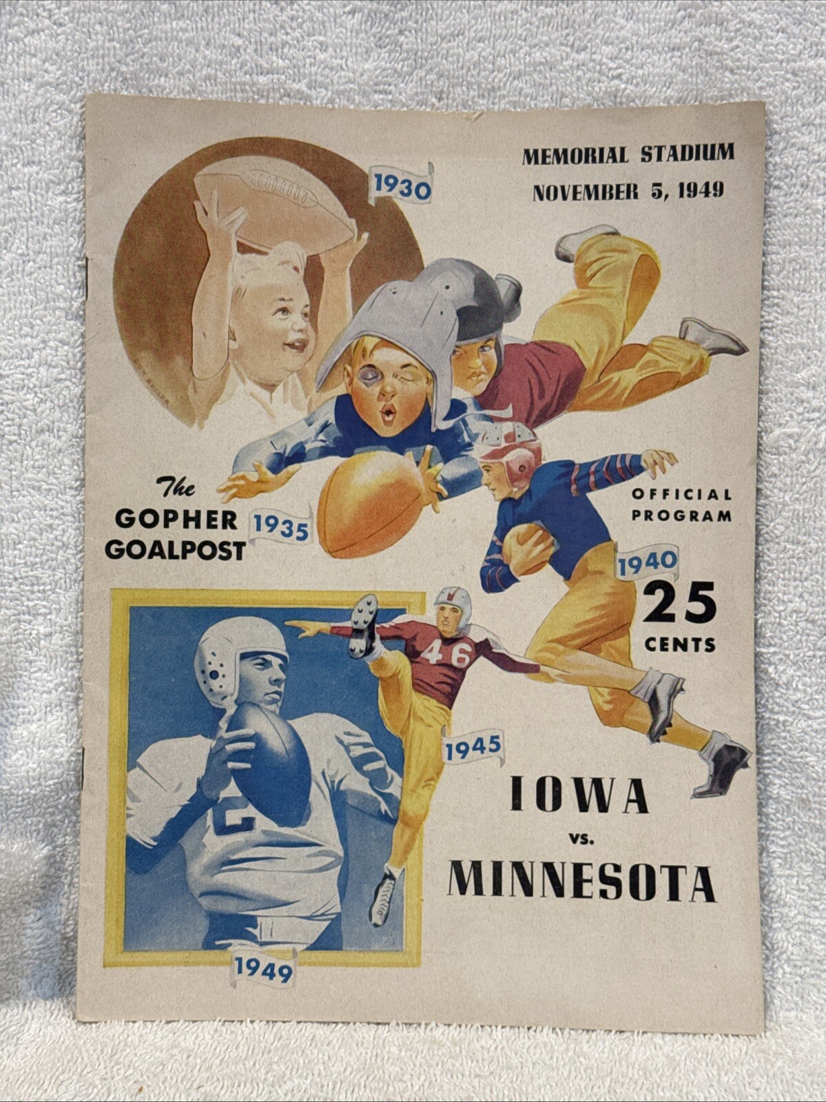 VINTAGE 11-5-1949 Minnesota Gophers vs. Iowa Hawkeyes Football Prog, Bud Grant!
