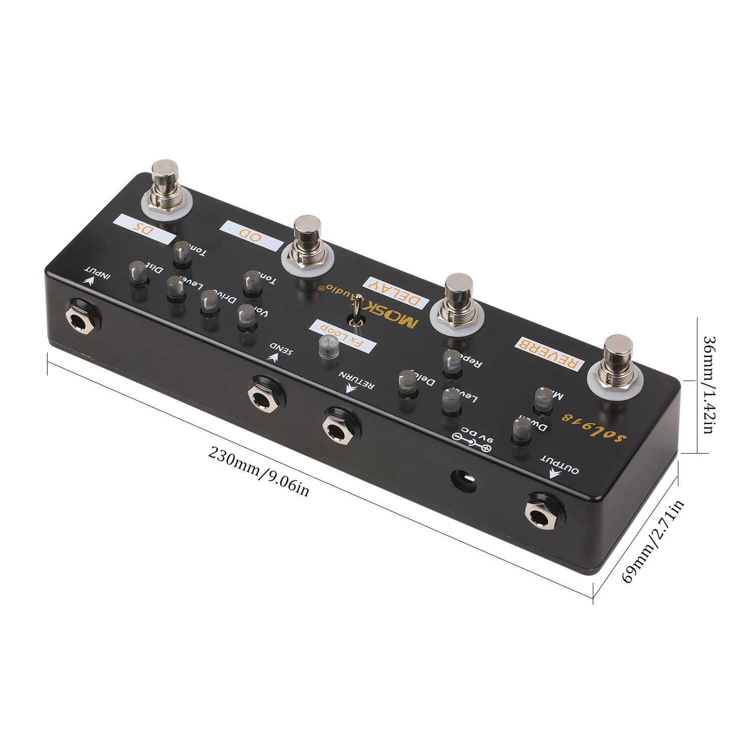Multi Effects Pedal True Bypass Reverb Delay FX Loop Overdrive Distortion M7C9