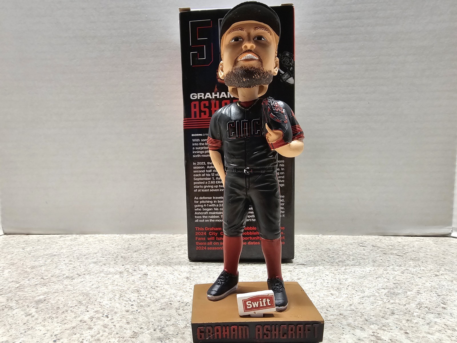 Graham Ashcraft Cincinnati Reds MLB 2024 SGA Bobblehead NIB City Connect