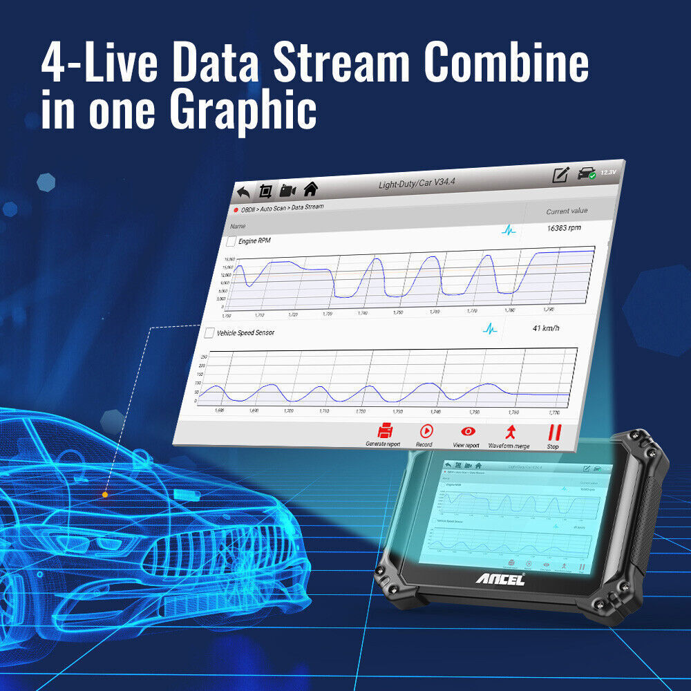 ANCEL V6 Bidirectional Car OBD2 Diagnostic Tool ECU Coding All System Scanner