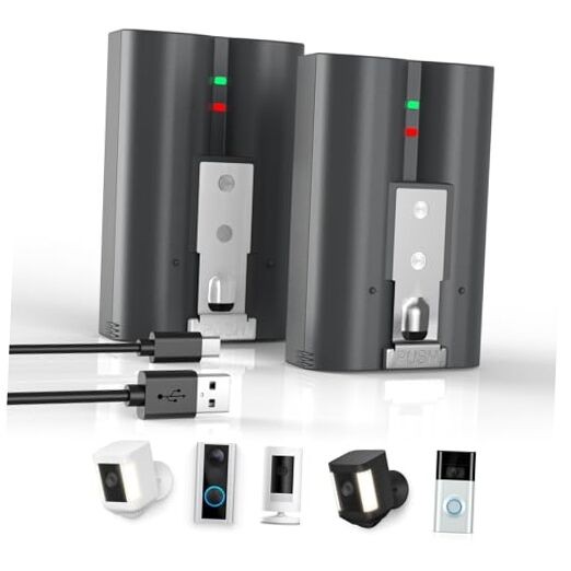 2 Pack 7200mAh Long-Lasting Battery for Ring-Doorbell 2/3/4/3plus, Stick Black