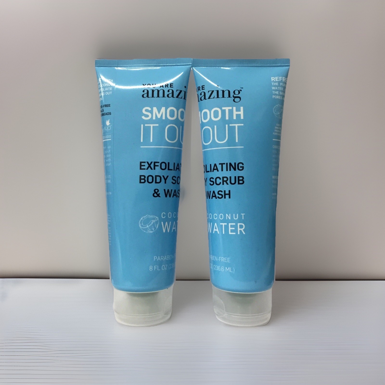 You Are Amazing Coconut Water Exfoliating Body Scrub & Wash 8oz LOT OF 2