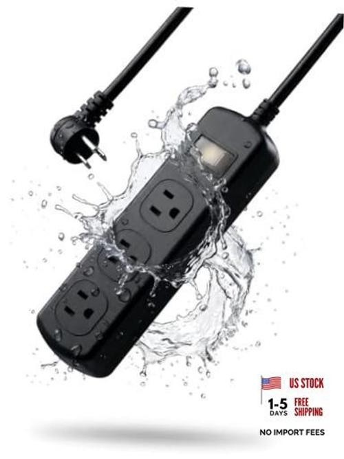 Outdoor Power Strip Weatherproof IPX6, Waterproof Surge Protector 6FT Black