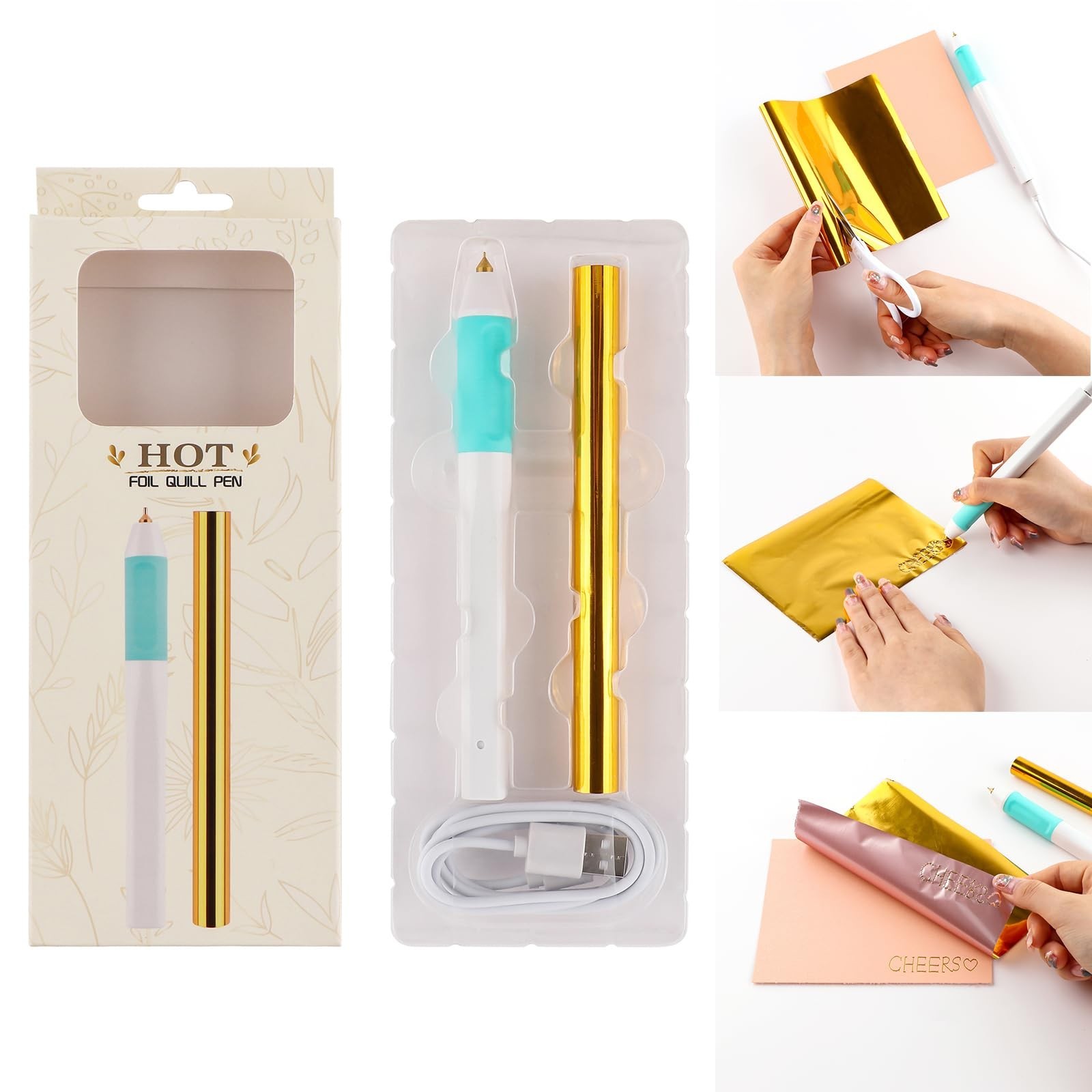 Briartw Craft Pen Tool,Heated Foil Pens & Gold Glimmer Hot Foil Roll Sets,Hea...