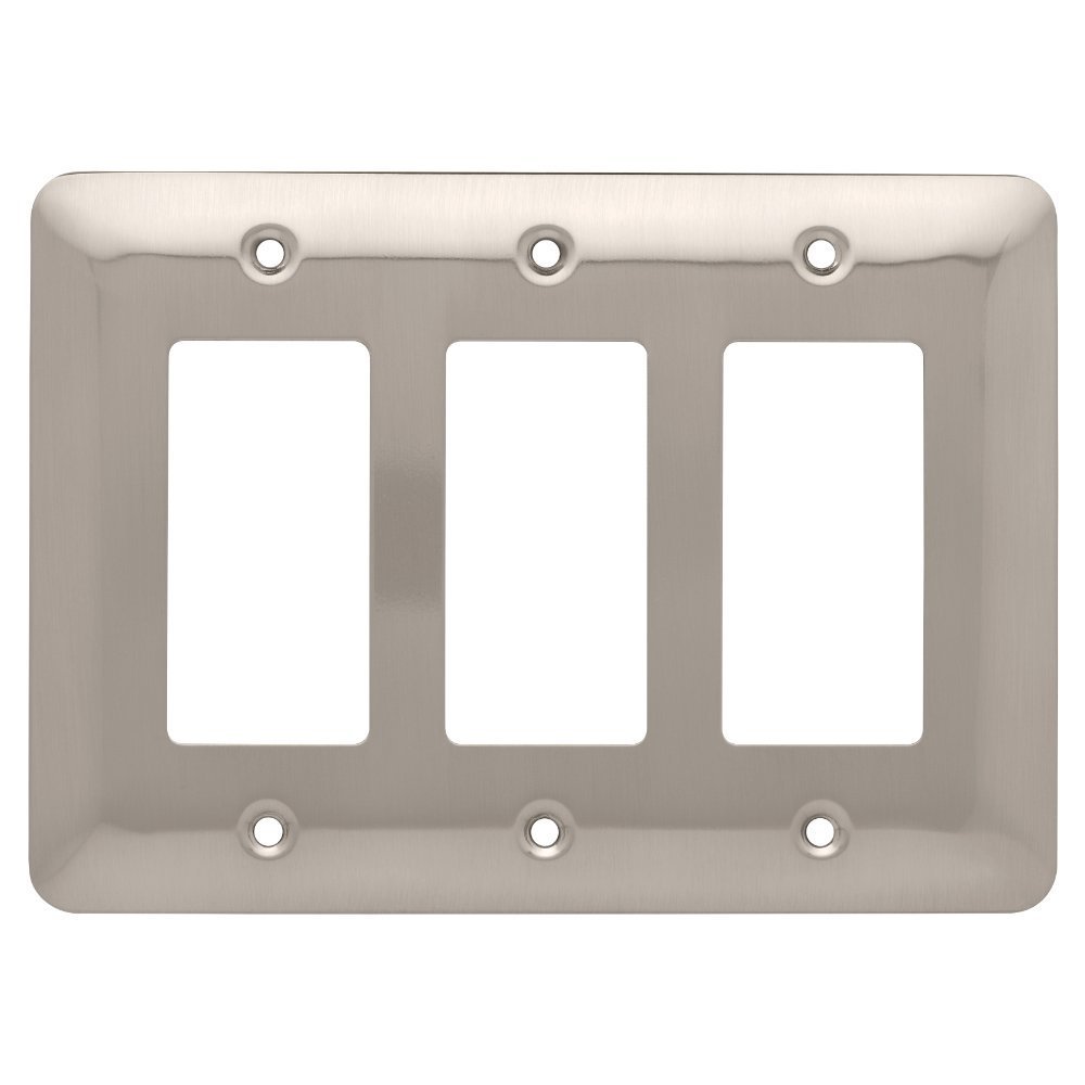 W17956-SN Stamped Triple GFCI Cover Plate Satin Nickel Finish
