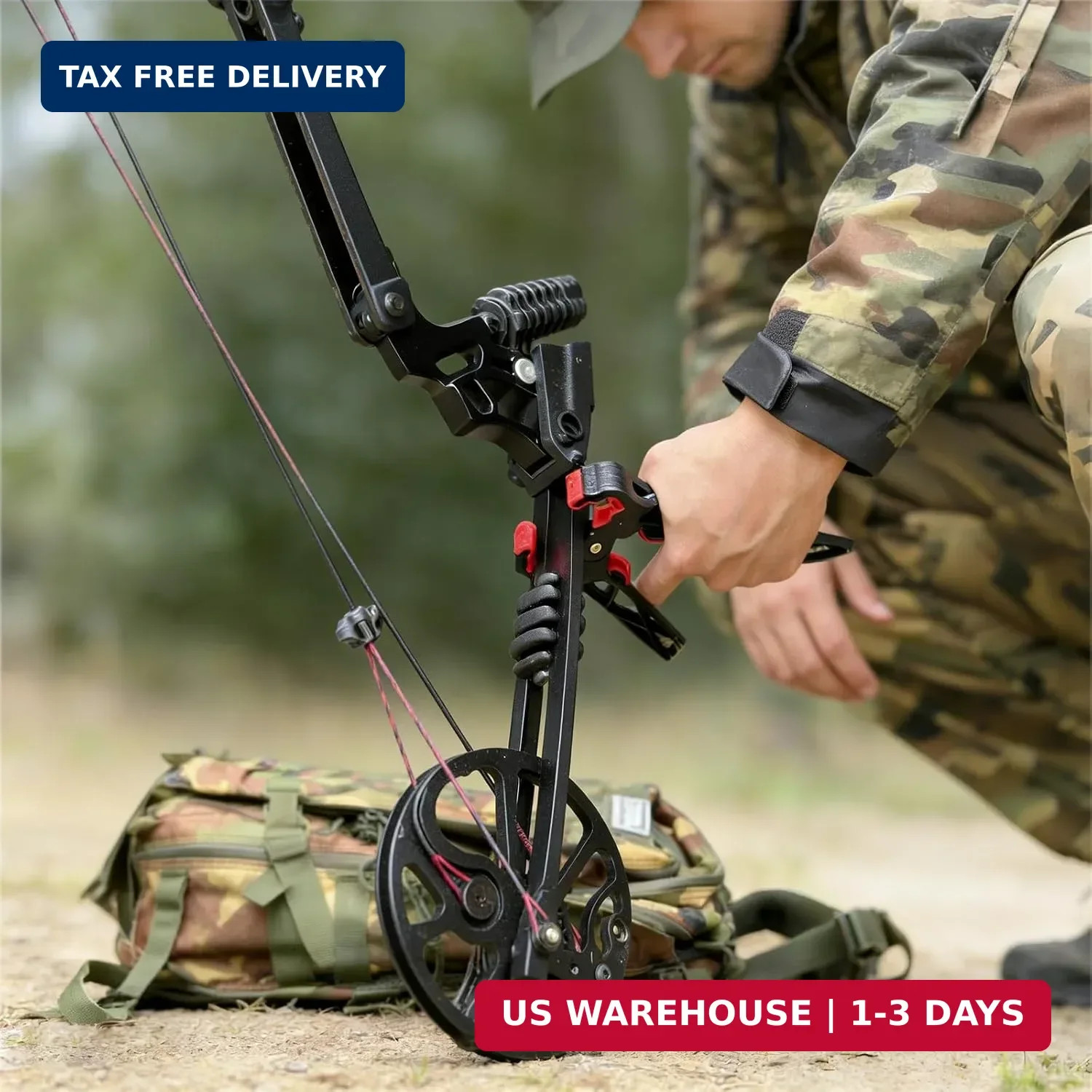 Foldable Compound Bow Stand Kit - Scissor Style Archery Kickstand with Silicone