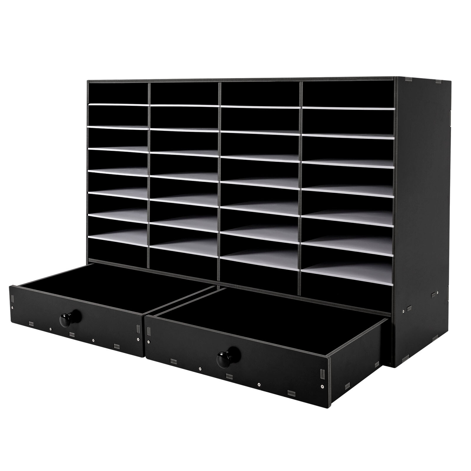 Adjustable Literature Organizer, 32 Compartment with 2 Drawers Home/Office/Class