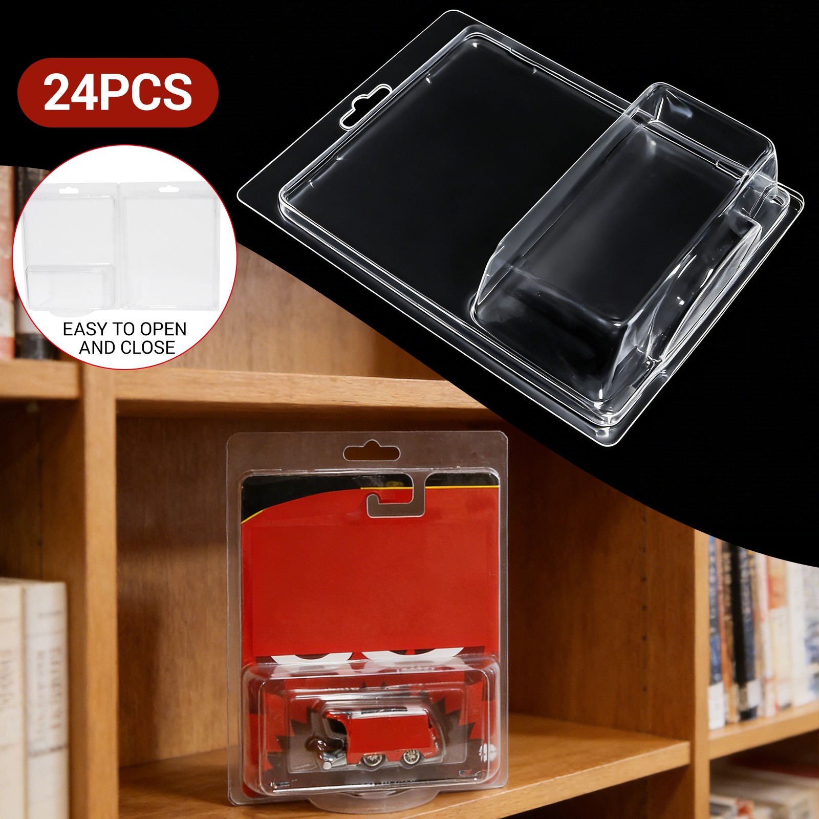 24PCS Protector Case Clear Storage for Hotwheels Premium Line Car Culture Model