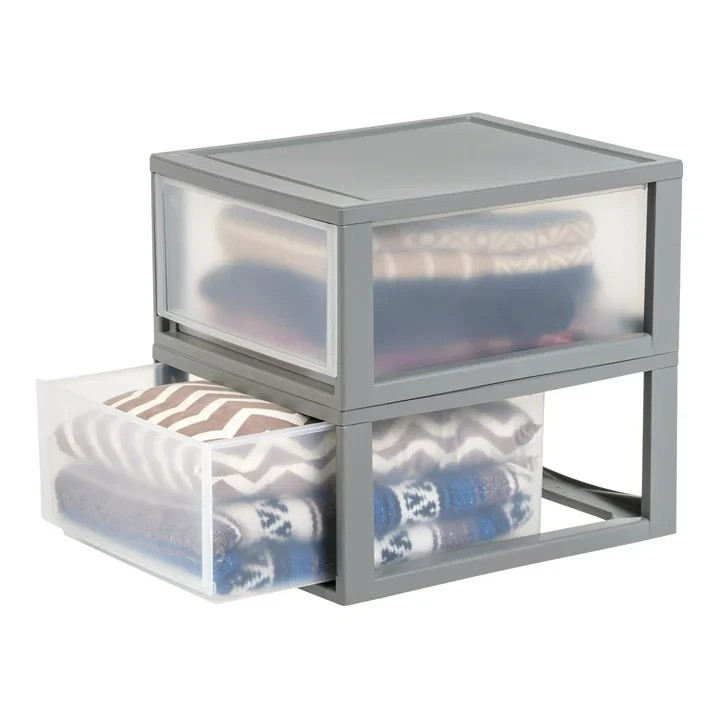 IRIS 30 Qt Large Plastic Drawers, Under Bed Storage Bins, Stackable, Modular, 2P