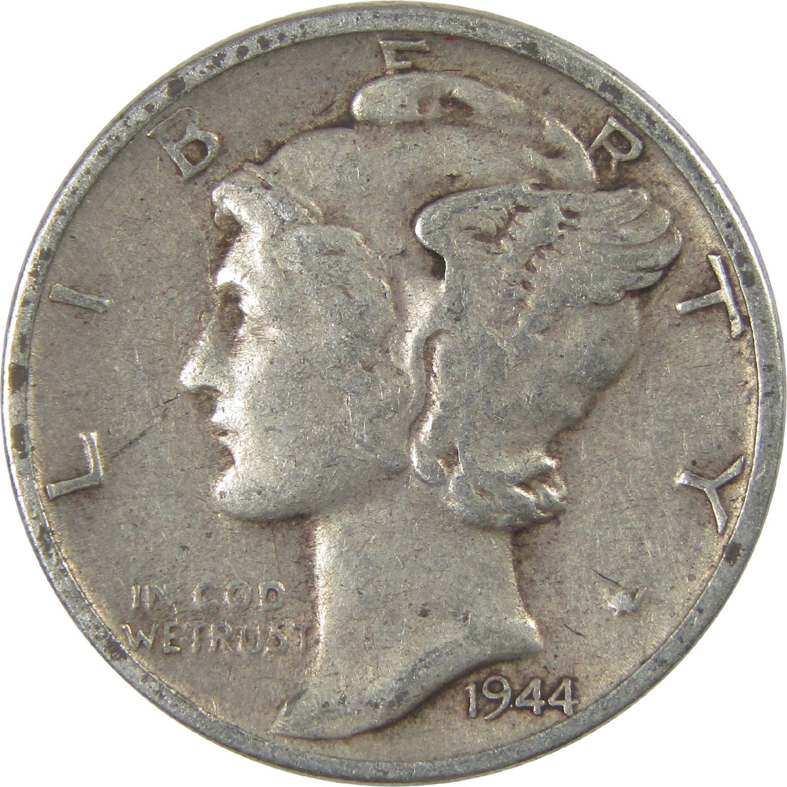 1944 S Mercury Dime Circulated Silver 10c Coin Collectible