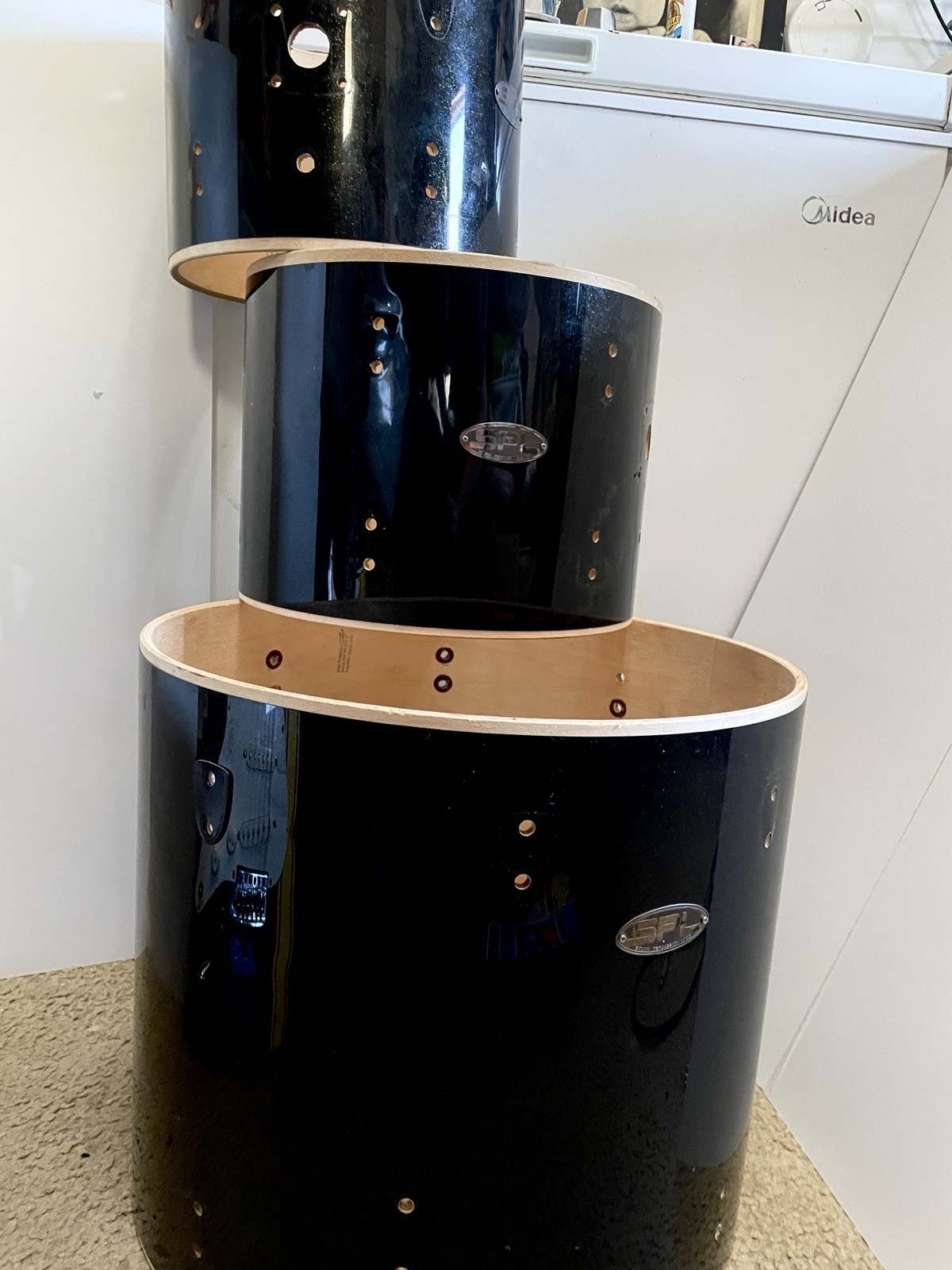 SPL Drum Kit/Set Shell Pack, Black Sparkle Shells Only