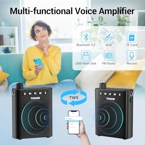 Portable Voice Amplifier for Teachers, Rechargeable Mini Pa System with 100