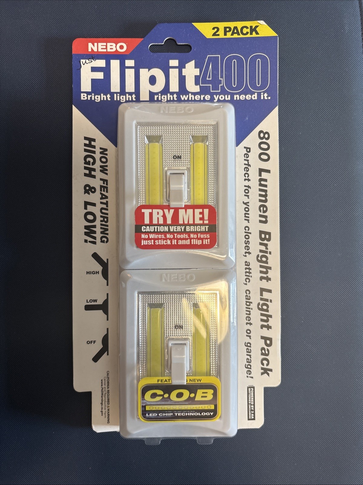 Nebo Flipit400 Light, 2 Two pack, 800 Lumen Bright Light New in Packaging!