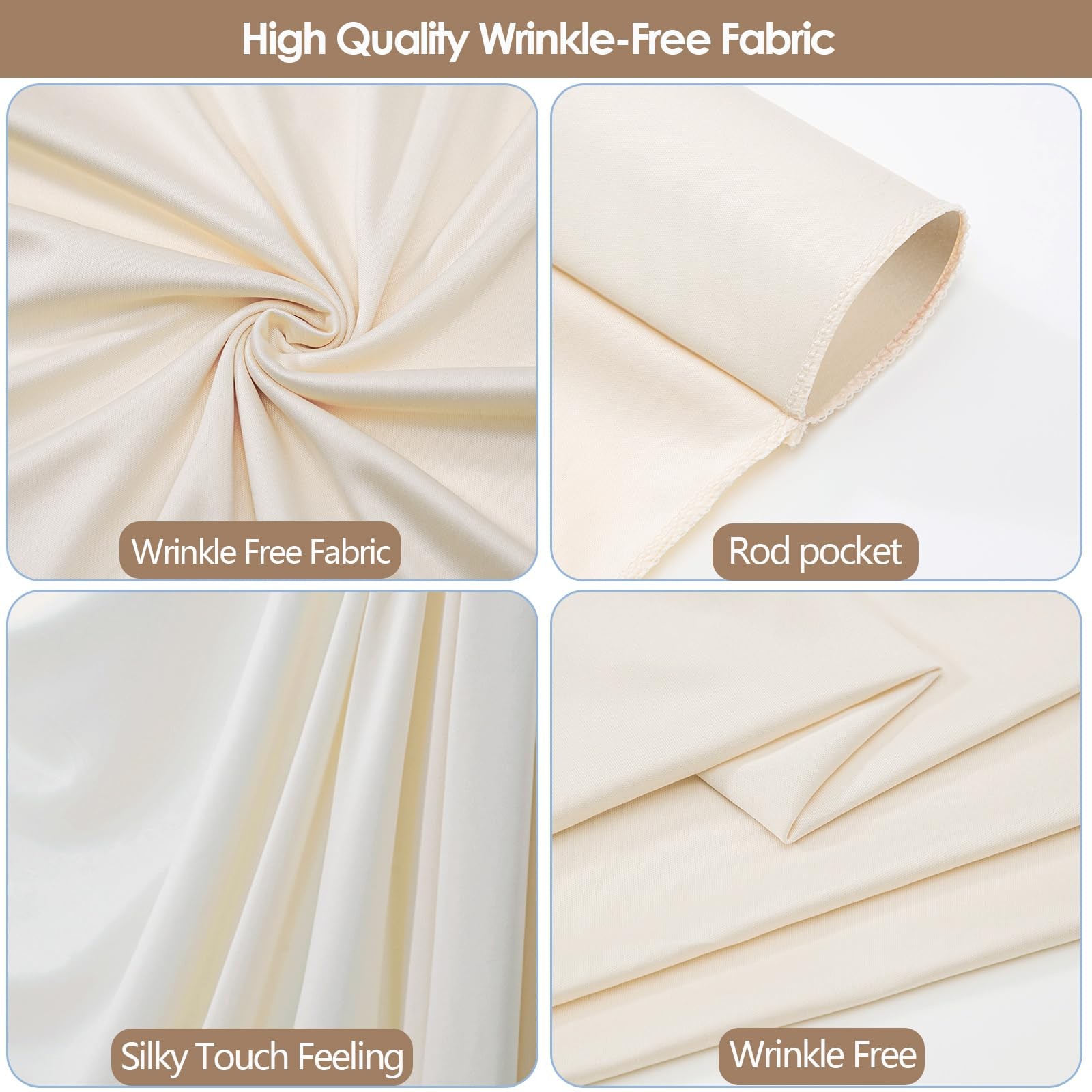 Esgotbme 10X10Ft Wrinkle Ivory Backdrop Curtain For Parties Soft Fabric Drapes