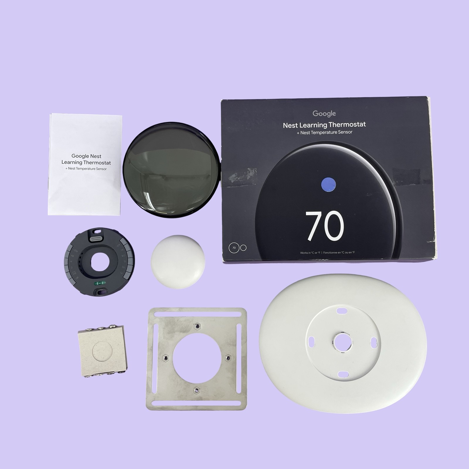 Google Nest Learning Thermostat 4th Gen w/ Temp Sensor Polished Obsidian #PF8476