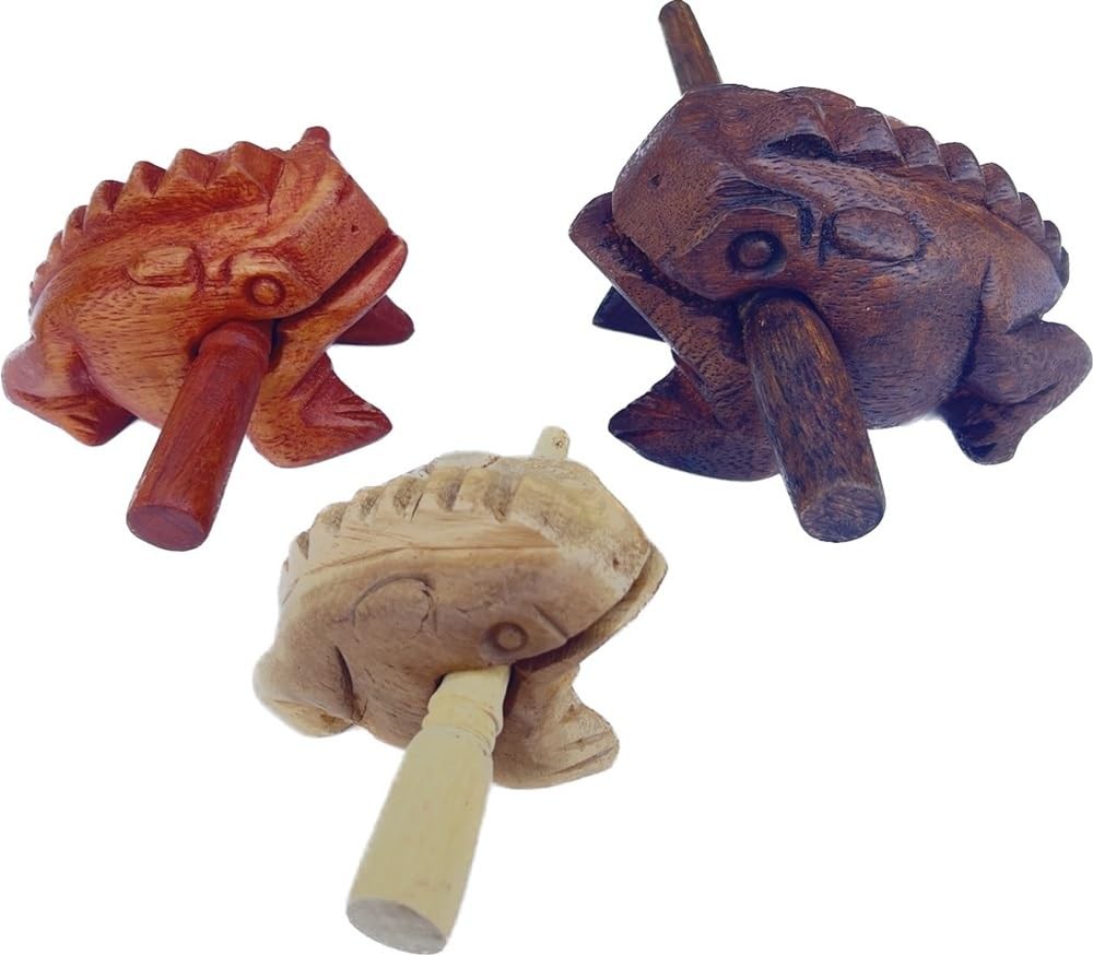 Guiros Percussion Instruments Wooden Frog Dark Brown/Brown/Natural Colors