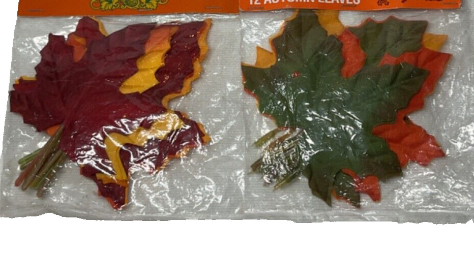 2 PACKAGES 24 Autumn Fall MAPLE Leaves 2 Sizes 12 LARGE 12 SMALL NIP