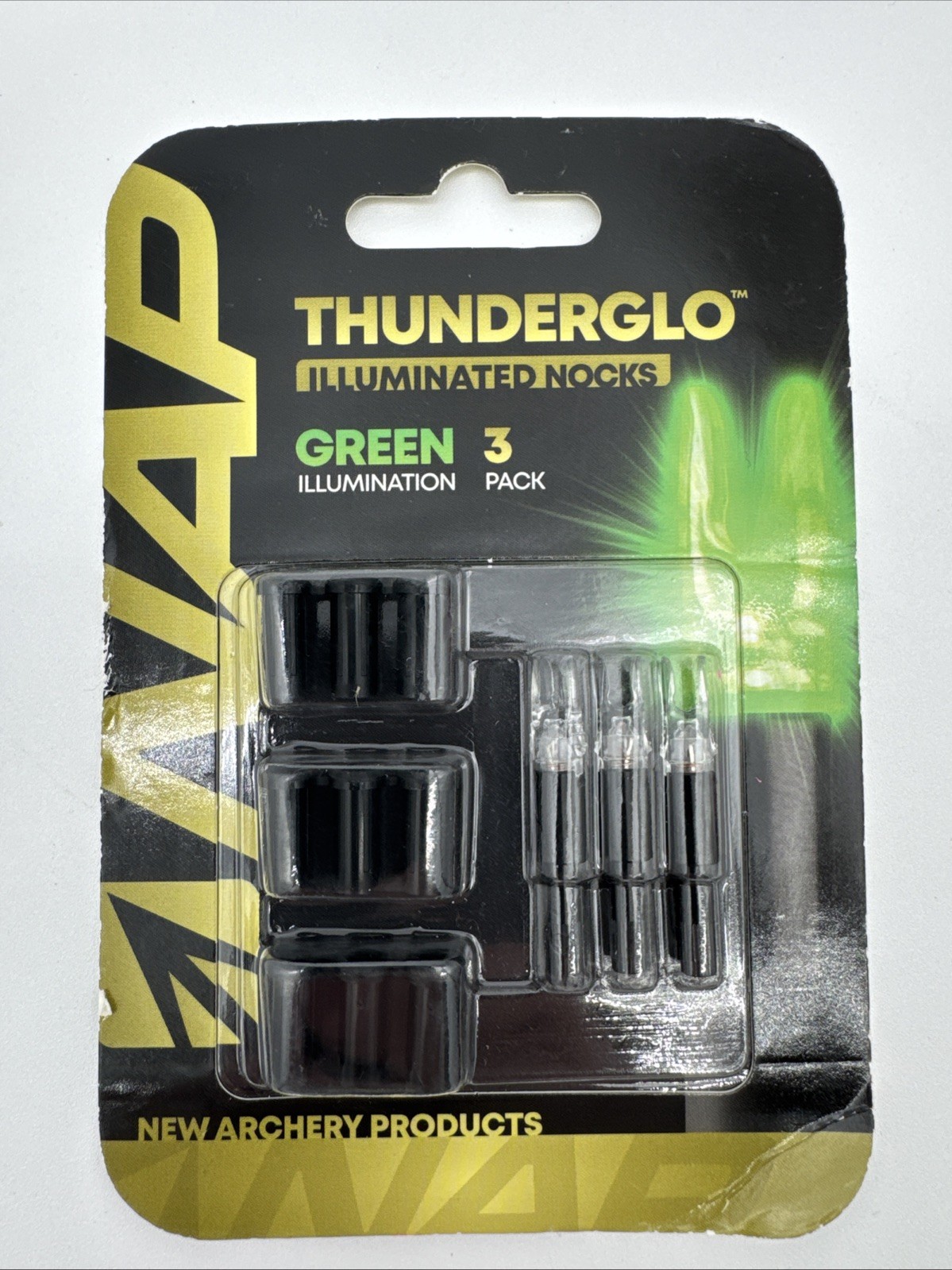 New Sealed Archery Products Thunderglo Illuminated Universal Nocks GREEN 3 Pack