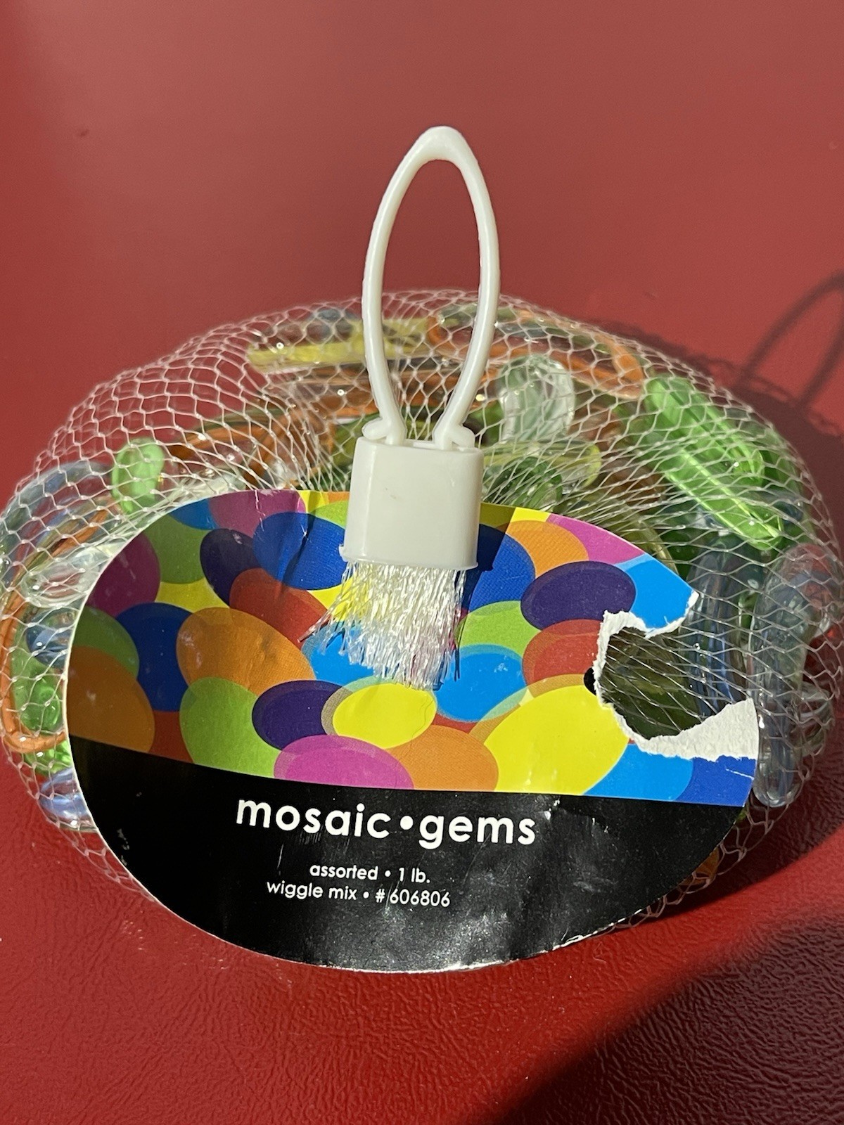 1LB Bag Of Glass Mosaic Decorative Bean Shaped Gems Green, Blue, Orange, Yellow