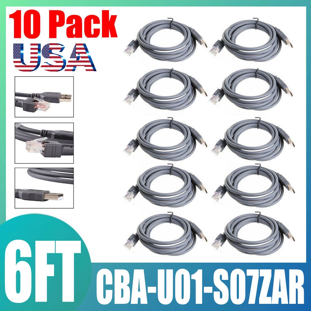 US 10 Pack USB Cable Barcode Scanner Cord For Symbol LS2208 CBA-U01-S07ZAR 6FT