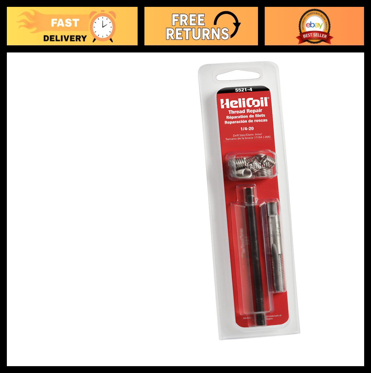 Coarse Thread Repair Kit 1/4-20 Inch Helicoil Insert Tool for Stripped Threads
