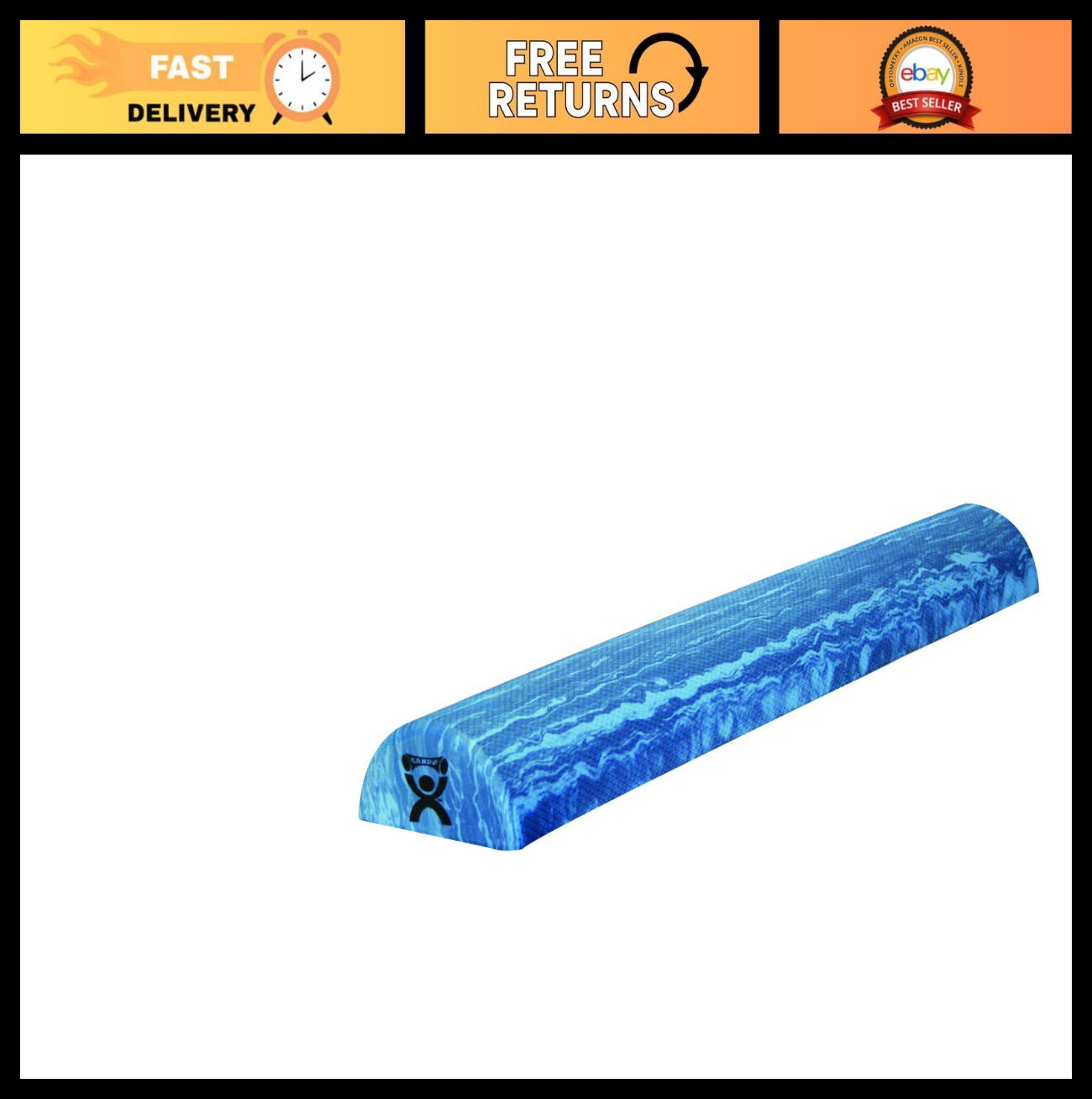 Heavy Duty EVA Foam Roller - Half Round, 6" x 36" for Muscle Recovery & Fitness