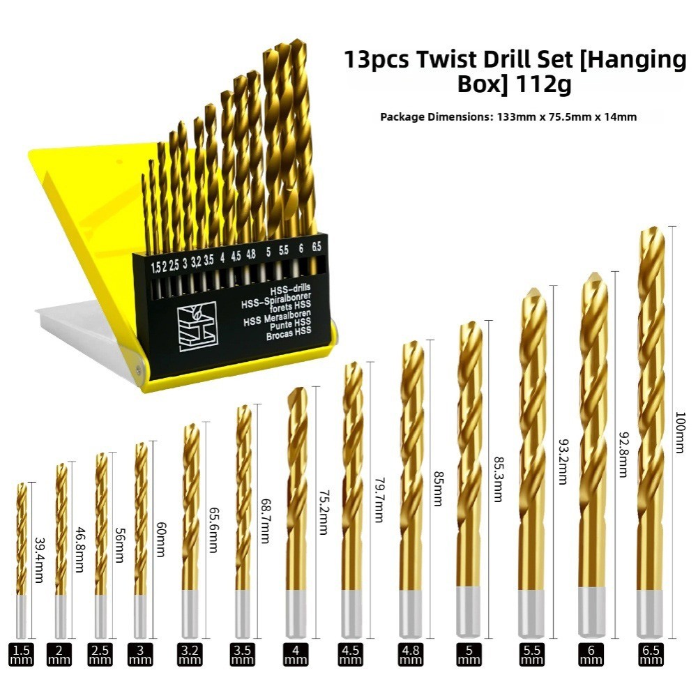 13 Piece Left Handed Twist Drill Bit Set with Protective Storage Box