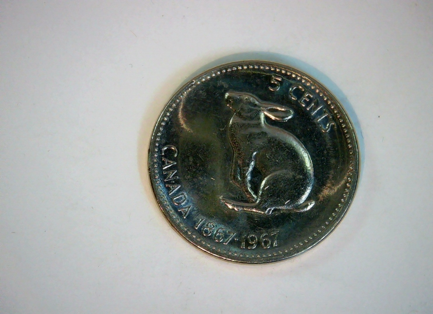 Canada 1967 5 Cents Elizabeth II (Young Head) / Beaver (Canadian ) Coin