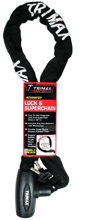 Trimax Integrated Lock and Super Chain Motorcycle ATV/UTV Street Bike Dirt Bike