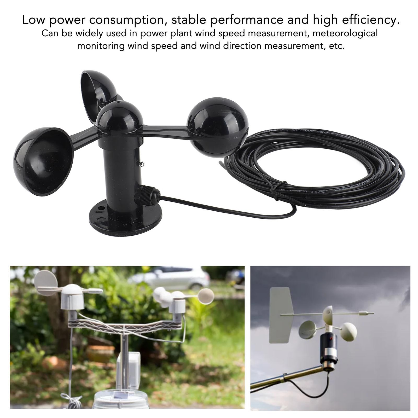 Anemometer Sensor Wind Speeds Cup With 8M Water Resistant Cable 4cm Mounting