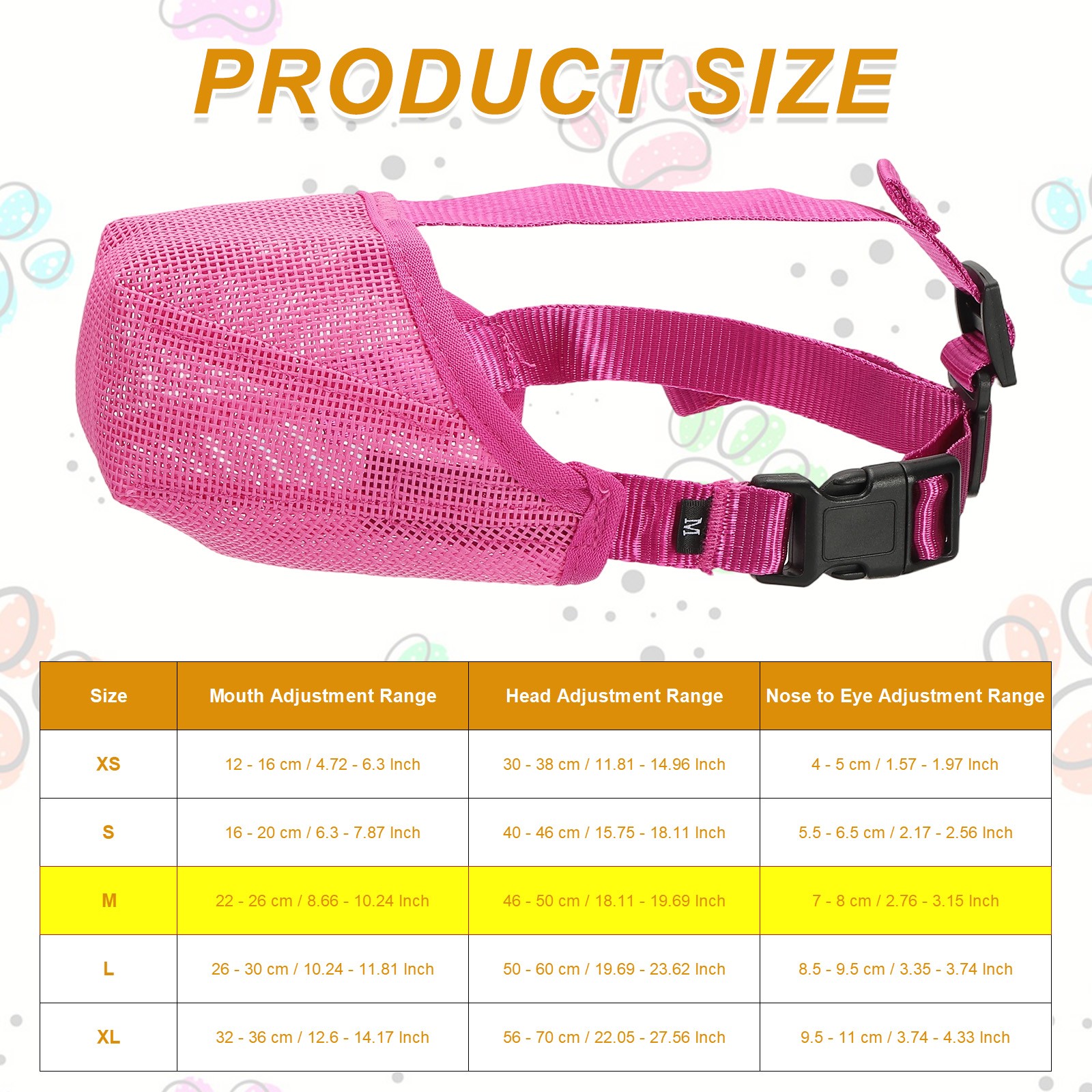 Dog Muzzle Soft Mesh Muzzle Adjustable Covered Mouth Guard (Rose Red M)