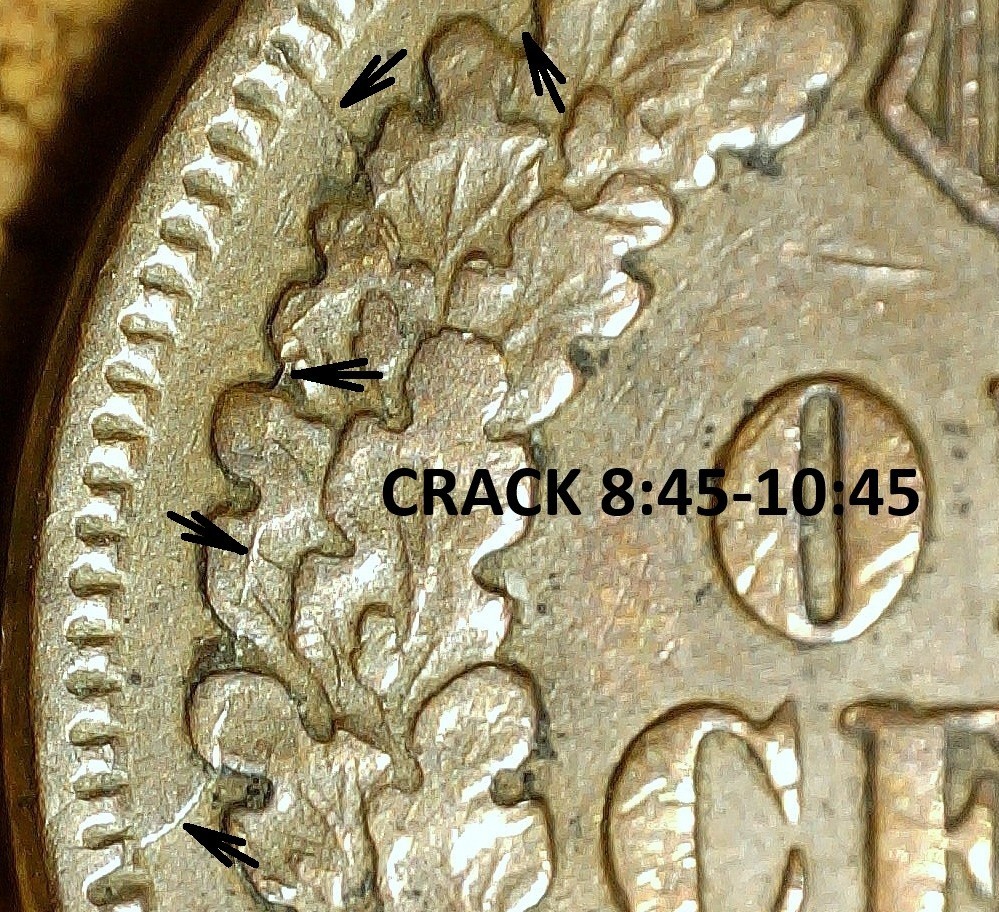 1872 Indian Head Cent - EXTRA FINE REPUNCHED DATE, REV CRACKS, BROKEN D (K763)