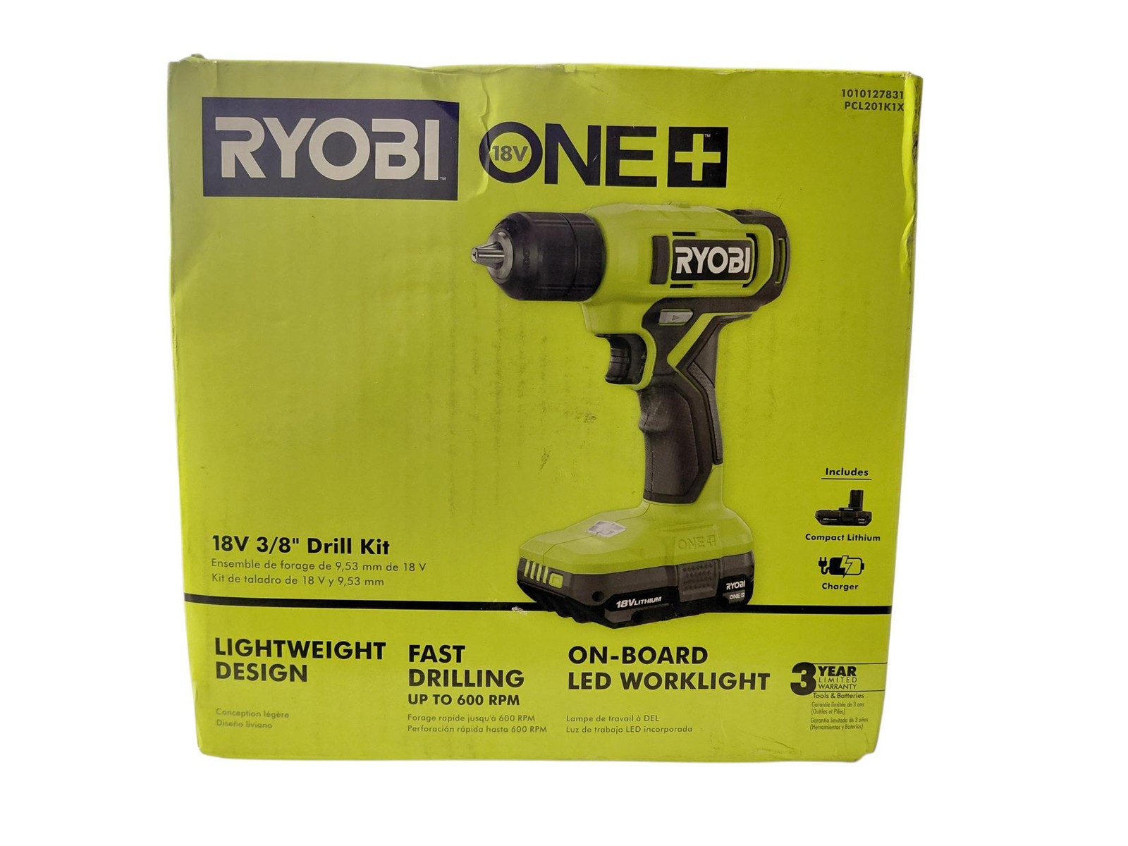 RYOBI ONE+ 18V 3/8" Drill Kit PCL201K1X (Battery & Charger)