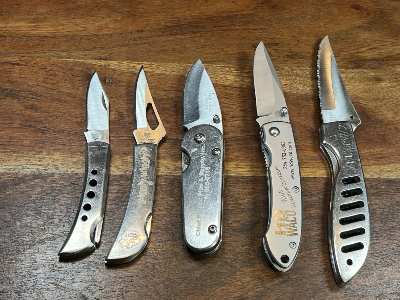 Some Vintage Frost Cutlery Stainless Pocket Knife Piggly Wiggly (Lot of 5)