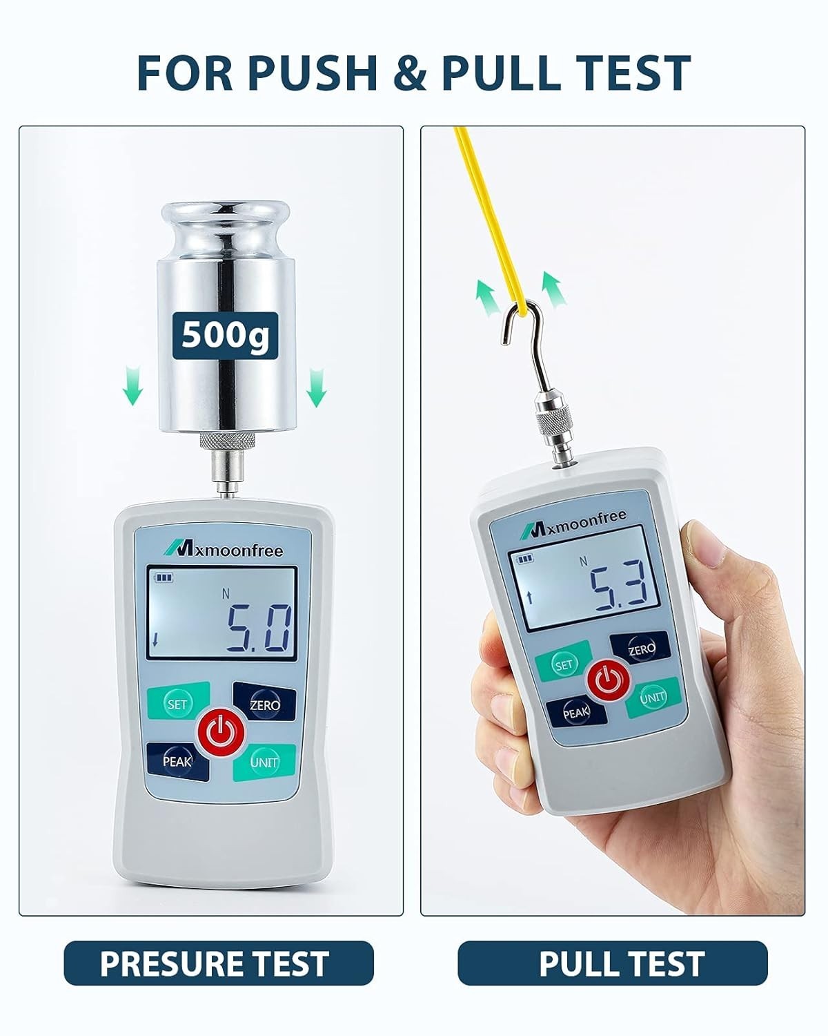 Professional 500N Force Gauge Push Pull Tester - Peak, Auto-Off, Storage Case