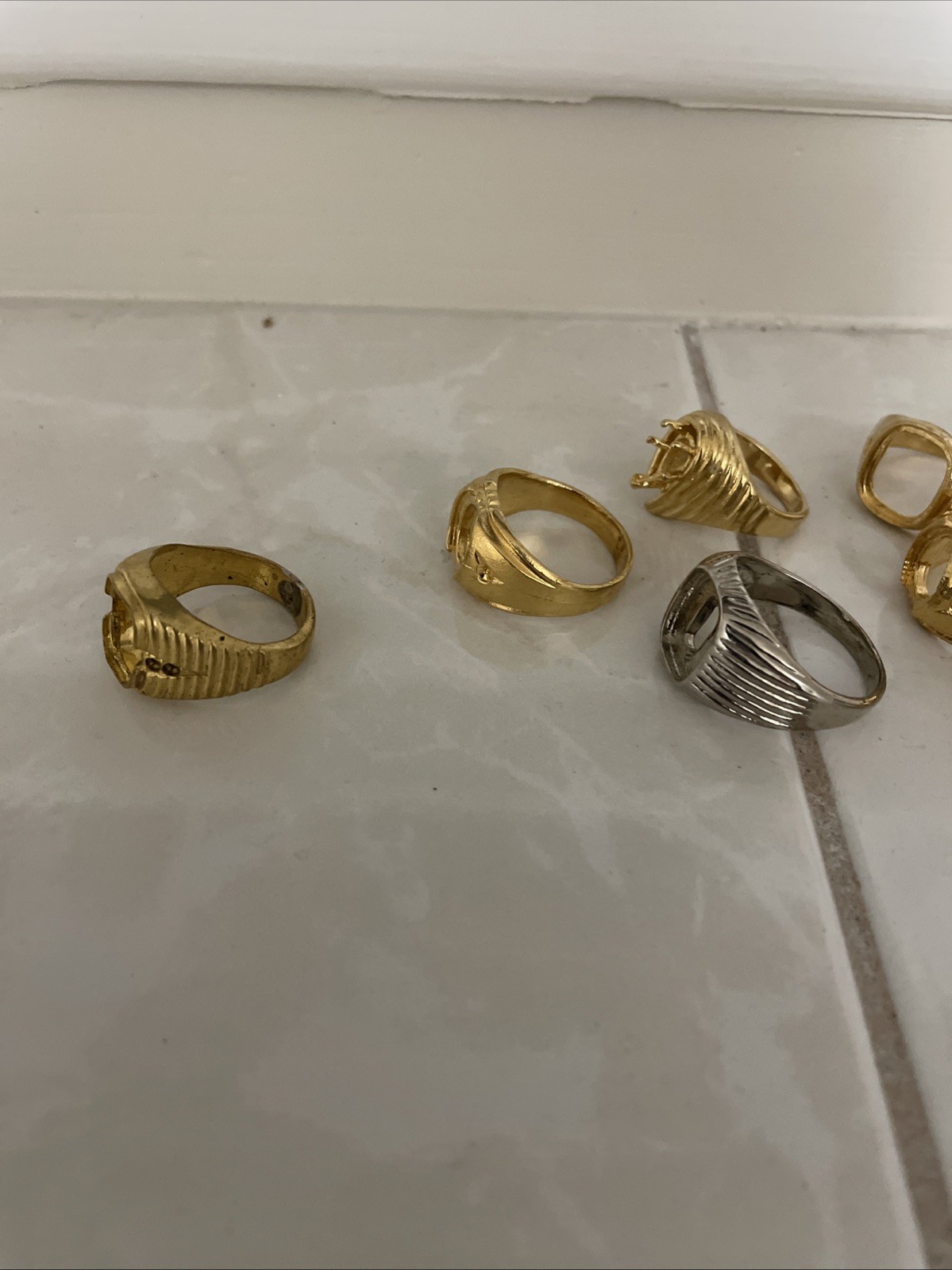 14 Assorted Plated Brass Ring Mounting Settings