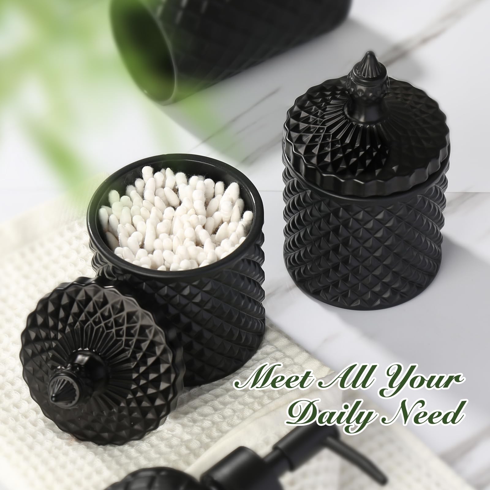 Matte Black Bathroom Accessories Set, 4 Pack Black Bath Accessory Sets Comple...