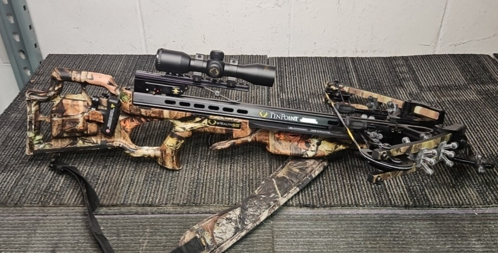 TenPoint Stealth SS Crossbow with Scope, Quiver, 7 Arrows, Soft & Hard Cases