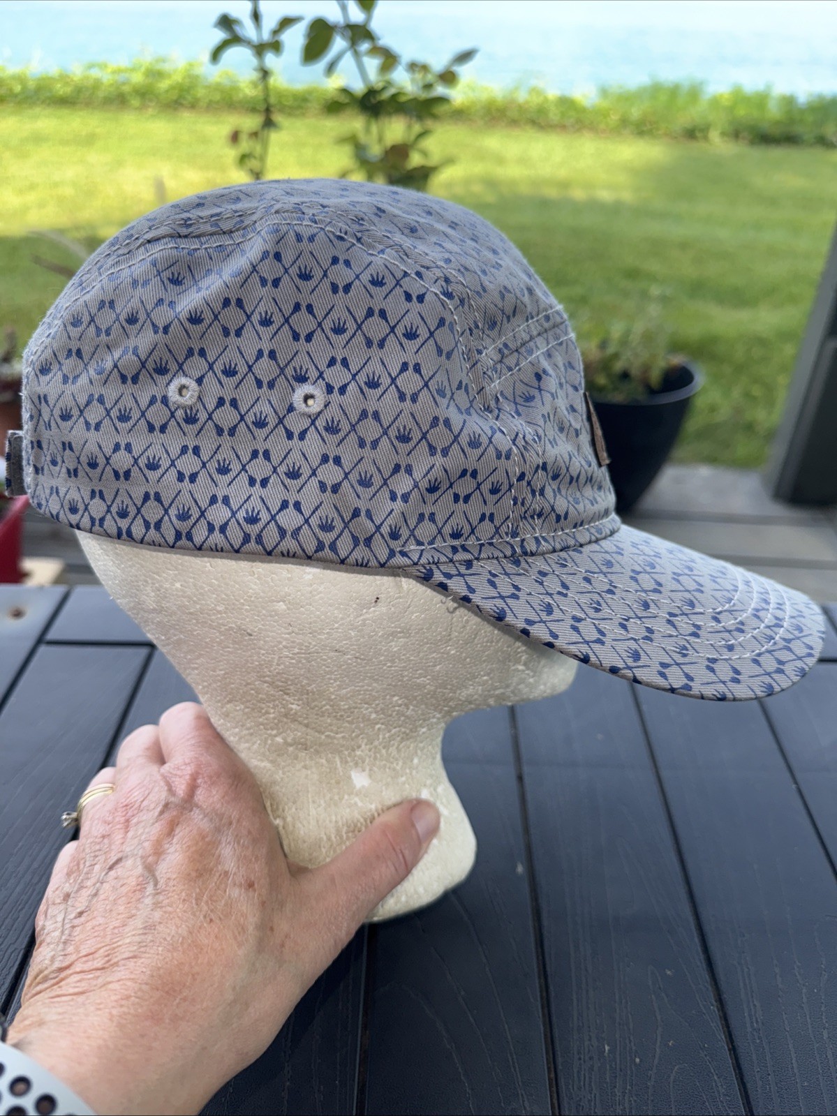 The Jimador Tequila Leather Patch on Blue Fabric Design 5 Panel Hat Cap EUC