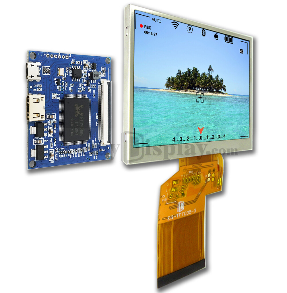 Color 3.5" 320x240 TFT LCD Display with Mini HDMI Board for Raspebrry PI
