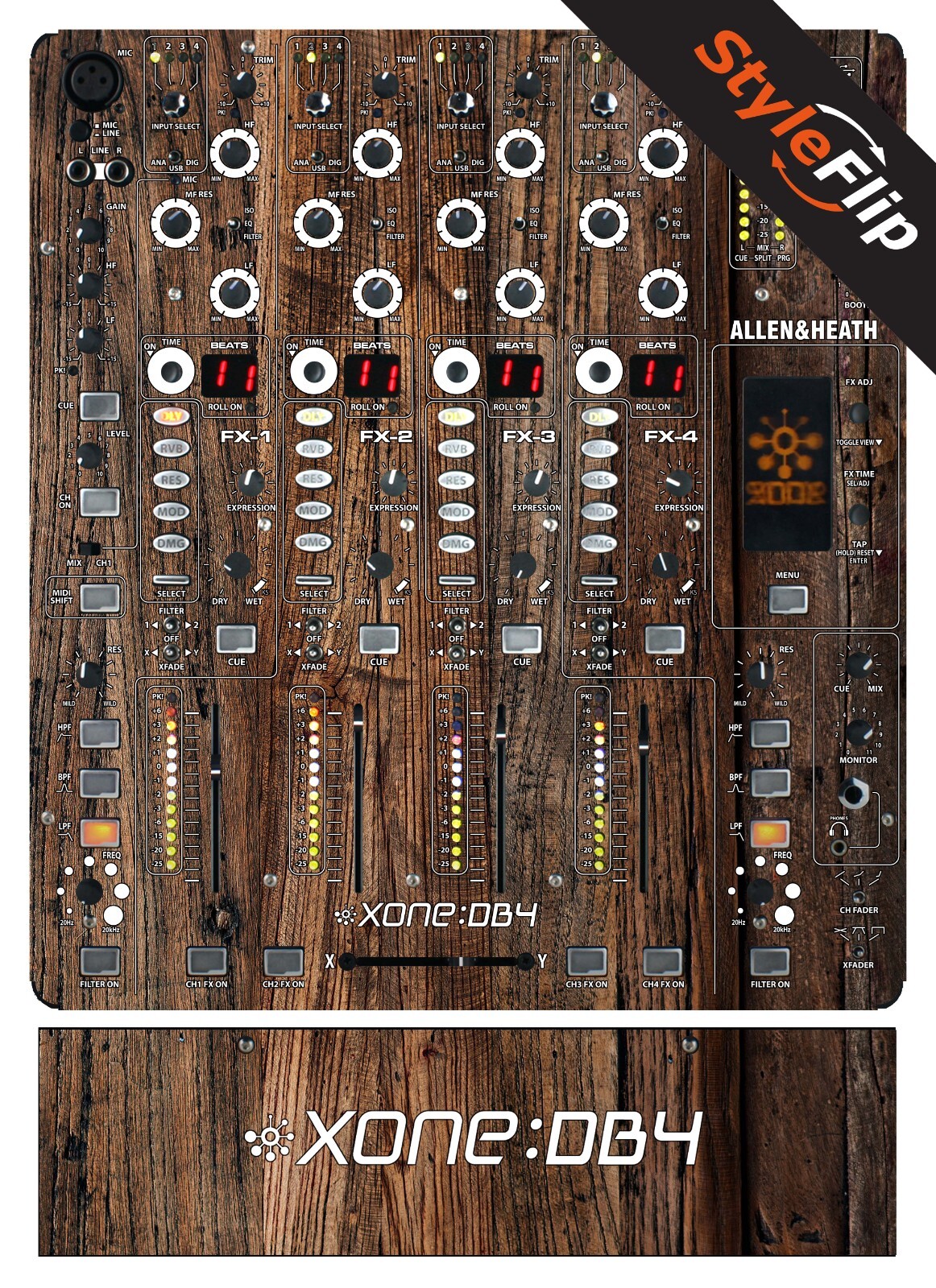 Allen & Heath XONE DB4 Skins | Wood 3 | Protective Decal | StyleFlip Skins