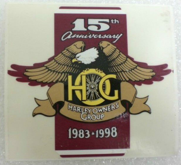 Harley Owners Group HOG 15th Anniversay Sticker 1983-1998  3¼" X 3"  NEW