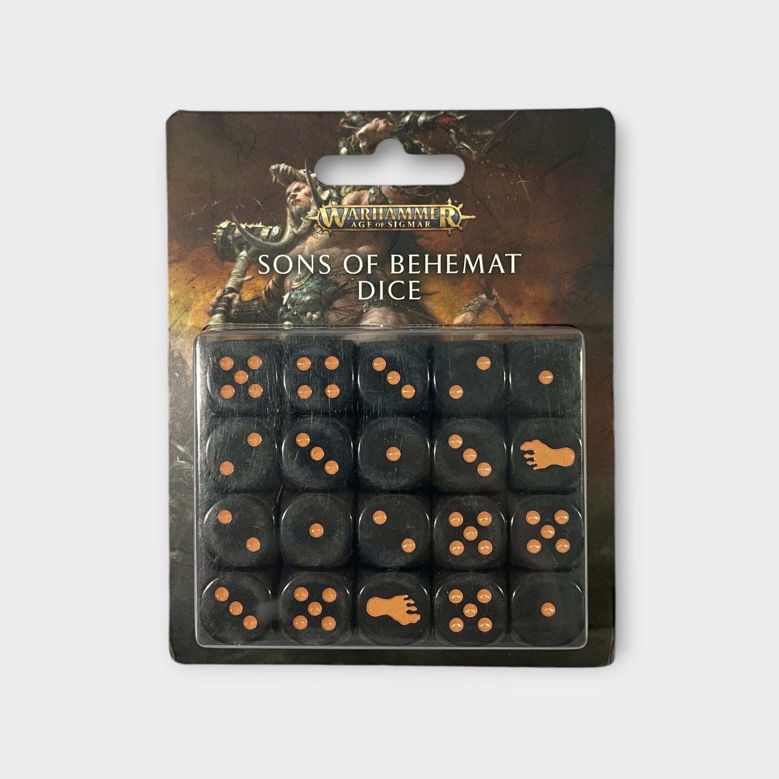 Warhammer Age of Sigmar Sons of Behemat Dice Set - 20 Black & Orange Dice NEW