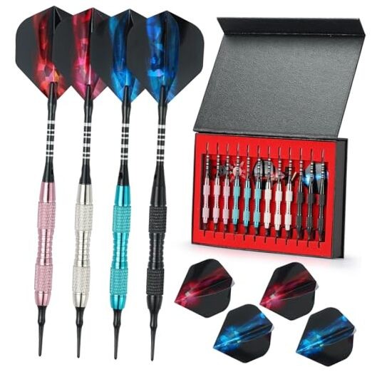 Soft Tip Darts Set with Gift Box Dart Case Professional Darts Plastic Tip RB-04